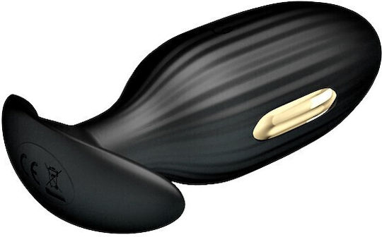 Pretty Love Jefferson Electric Shock 12 Functions Vibrating Butt Plug Anal Plug with Vibration Black 9.2cm