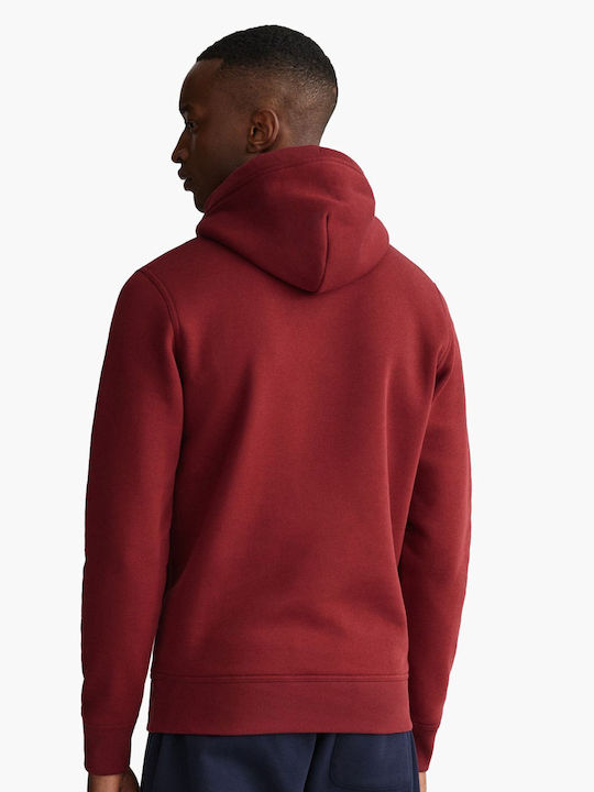 Gant Men's Sweatshirt with Hood and Pockets Burgundy