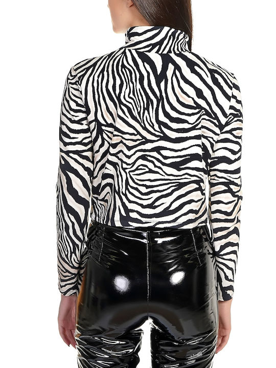 Kendall + Kylie 3 Women's Crop Top Long Sleeve Animal Print Colorful Zebra
