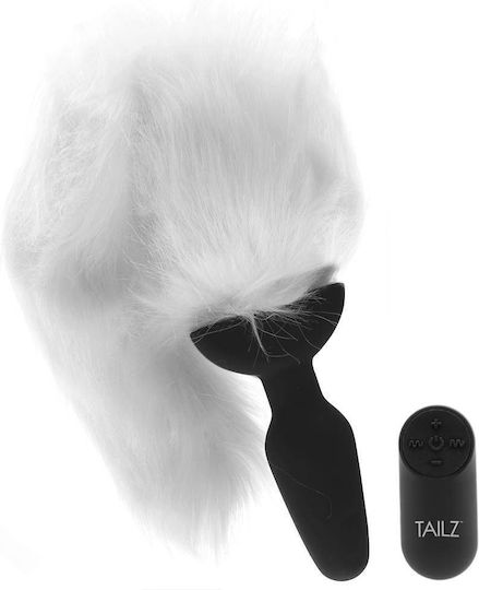 XR Vibrating Anal Plug With Fox Tail Anal Plug with Wireless Functionality and Vibration White