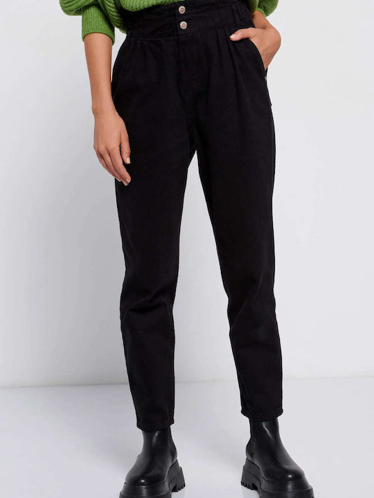 High Waist Women's Jeans Pants in Loose Fit FBL006-160-02 Black
