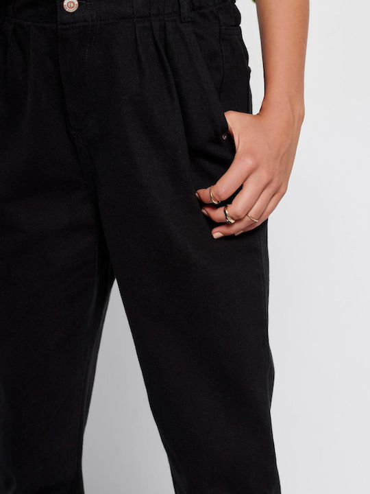 High Waist Women's Jeans Pants in Loose Fit FBL006-160-02 Black