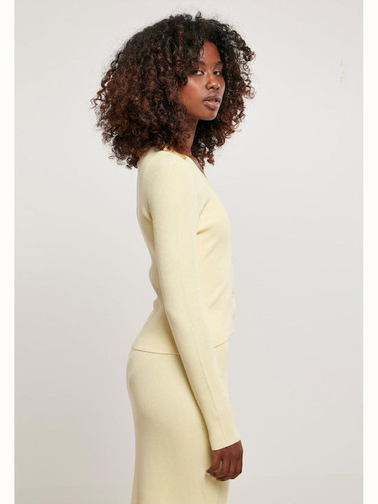 TB4806 Къса Дамска плетена жилетка Soft Yellow