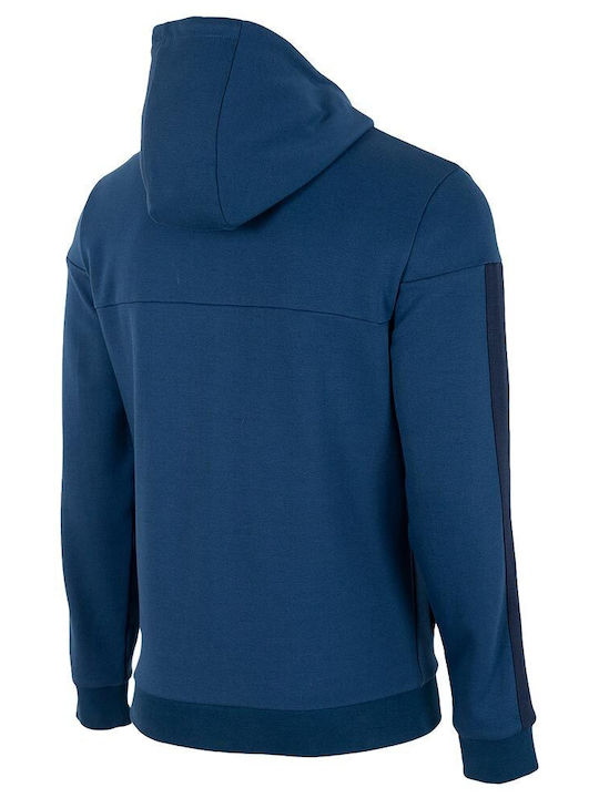 4F Herren Sweatshirt Jacke mit Kapuze und Taschen Marineblau