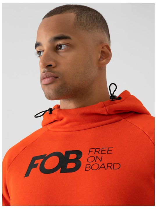 4F Men's Sweatshirt with Hood and Pockets Orange