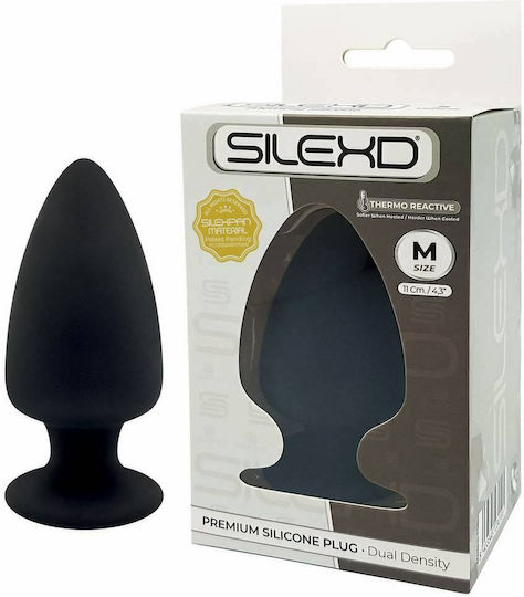 SilexD Premium Silicone Dual Density Thermo Reactive Πρωκτική Σφήνα Medium Μαύρη 11cm