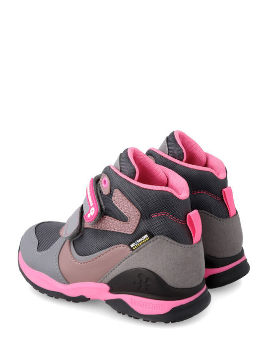 Anatomical Leather Kids Snow Boots with Velcro Pink