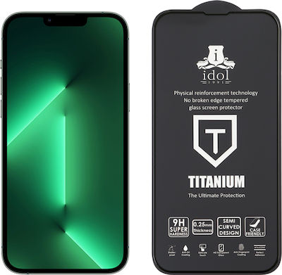 Idol 1991 Titanium Semi Curved 0.25mm Full Glue Full Face Tempered Glass Μαύρο (iPhone 14 Pro)