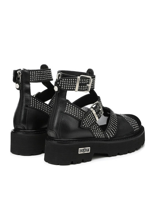 Sandale Casual Damă Din Piele Negru