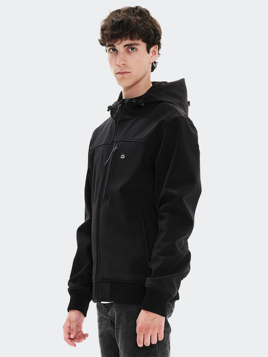 Χειμωνιάτικο Μπουφάν Softshell Αδιάβροχο και Αντιανεμικό Μαύρο