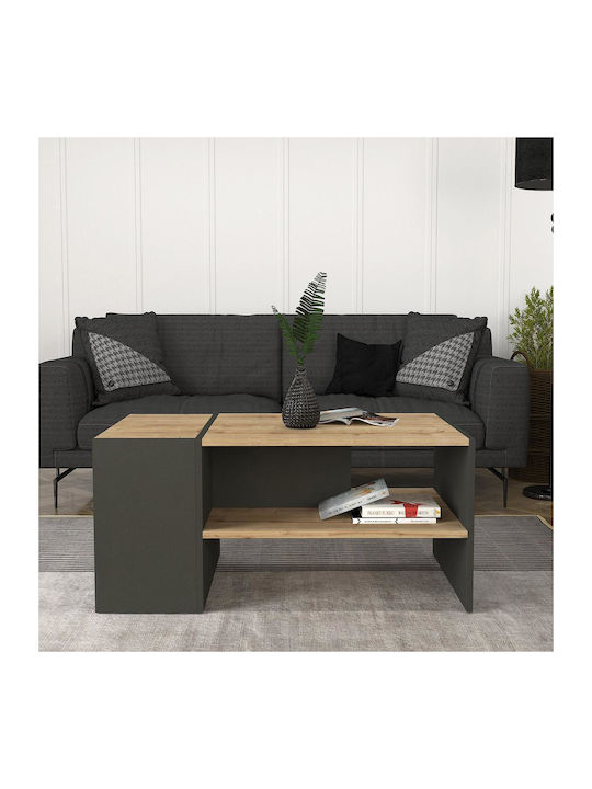 Rectangular Coffee Table Leros Wooden Natural / Charcoal L110xW60xH45cm.