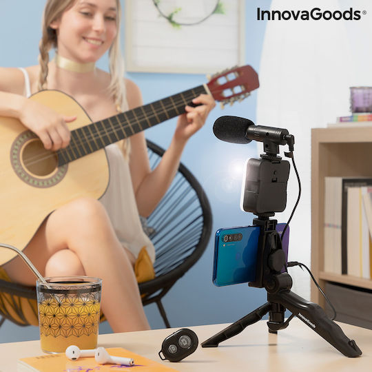 InnovaGoods Selfie Stick Τρίποδο Κινητού Bluetooth με Φωτισμό Μαύρο