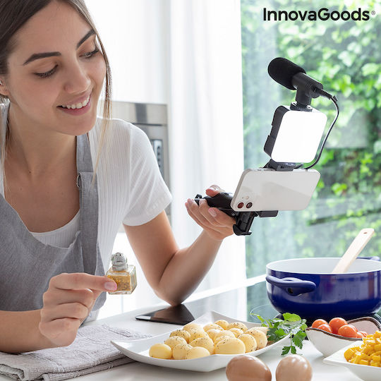InnovaGoods Selfie Stick Τρίποδο Κινητού Bluetooth με Φωτισμό Μαύρο