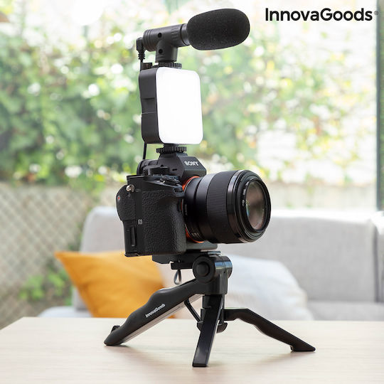 InnovaGoods Selfie Stick Τρίποδο Κινητού Bluetooth με Φωτισμό Μαύρο
