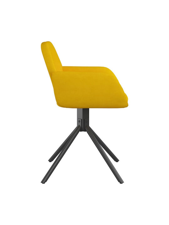 Dining Room Velvet Armchair Yellow 54x58.5x79.5cm 2pcs