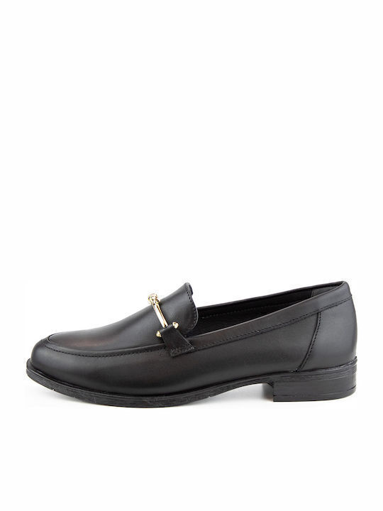 Leather Women's Loafers in Black Color