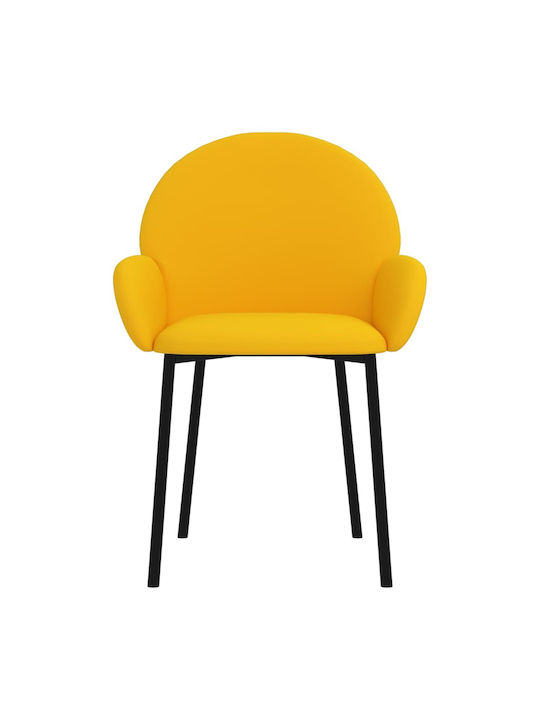 Dining Room Velvet Armchair Yellow 58x57x78.5cm 2pcs