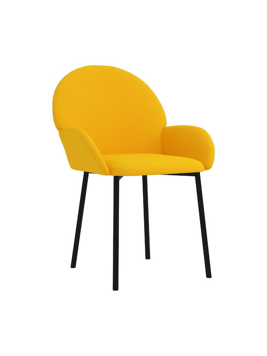 Dining Room Velvet Armchair Yellow 58x57x78.5cm 2pcs
