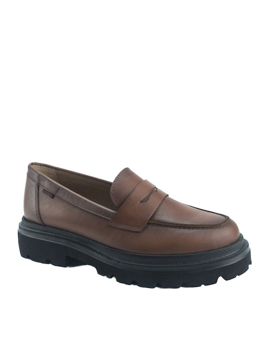 Leather Women's Moccasins in Tabac Brown Color