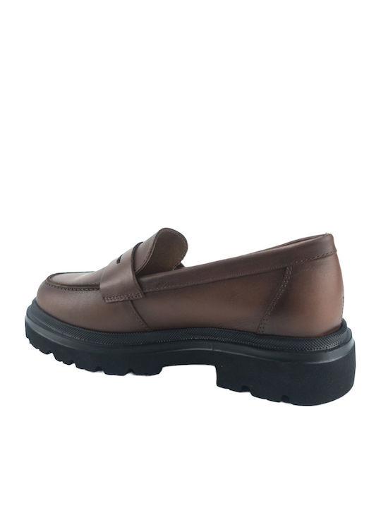 Leather Women's Moccasins in Tabac Brown Color