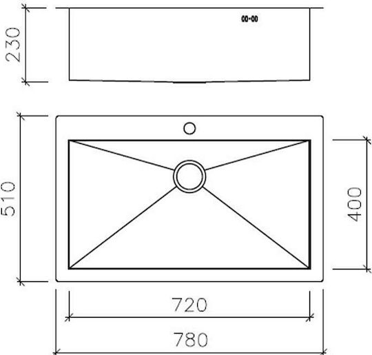 Macart Square N-100 Drop-In Мивка Inox Сатен Ш78xД51см Сребрист
