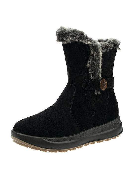 Kiona Suede Women's Ankle Boots With Fur Black