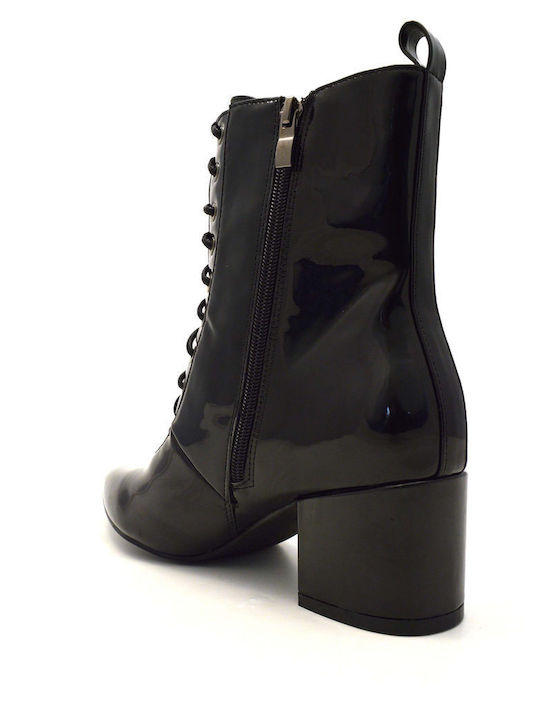 Stiefeletten Damen aus Lackleder Schwarz