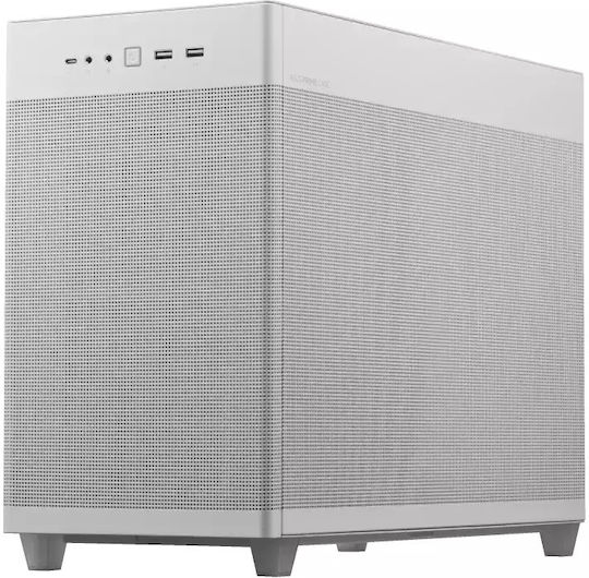 Asus Prime AP201 Gaming Micro Tower Κουτί Υπολογιστή με Πλαϊνό Παράθυρο Mesh White Edition