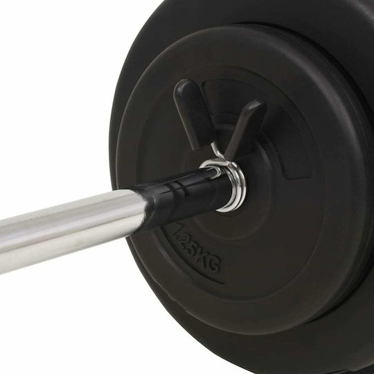 vidaXL Straight Bar Φ25mm Set with Strength Training Weight 30kg 120cm Length with Pegs
