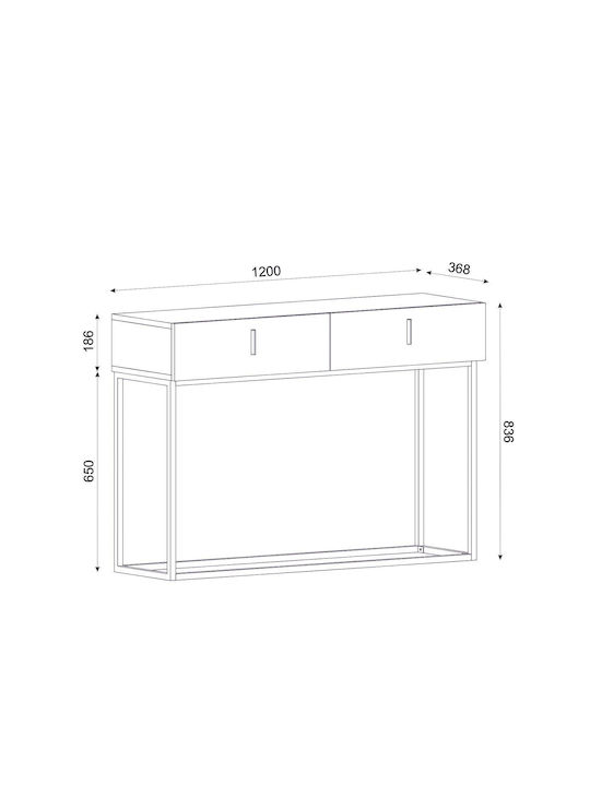 Mykonos Konsolentisch Holzschatten Natürlich/Schwarz M120xB37xH84cm