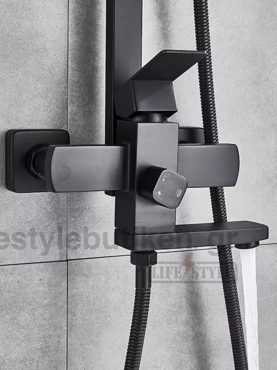 Naron Ρυθμιζόμενη Στήλη Ντουζ με Μπαταρία 124cm Μαύρη