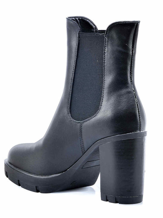 Damen Chelsea Stiefeletten mit hohem Absatz Schwarz