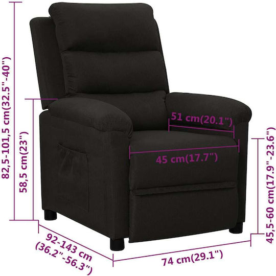 Fotoliu Relax cu Puf Negru 74x92x101.5cm
