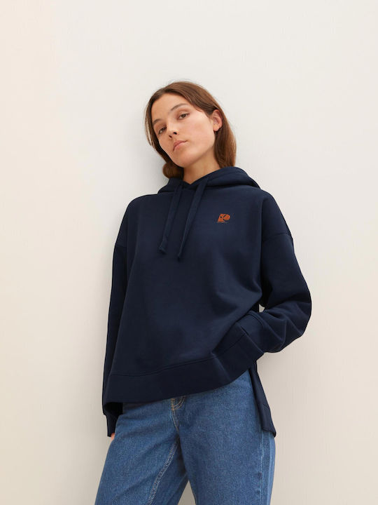 Lang Damen Sweatshirt Kapuzen Marineblau