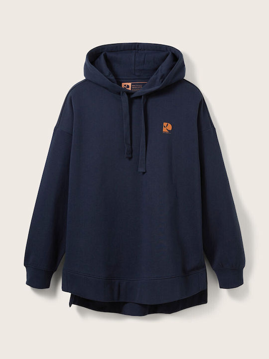 Lang Damen Sweatshirt Kapuzen Marineblau