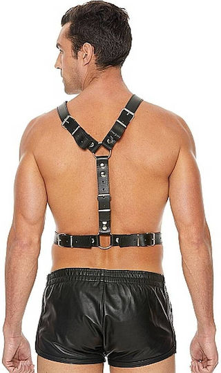 Shots Ouch Twisted Bit Leather Harness Black