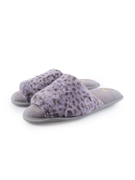 B-Soft Women's Slipper with Fur In Gray Colour