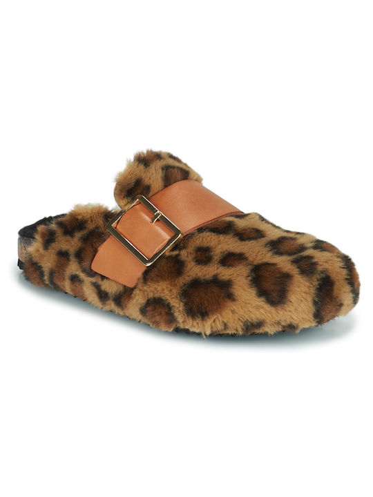 Geox Brionia Women's Slipper with Fur In Brown Colour