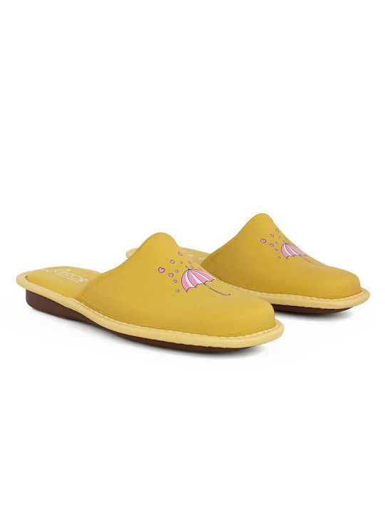 Castor Anatomic Anatomic Leather Women's Slippers In Yellow Colour