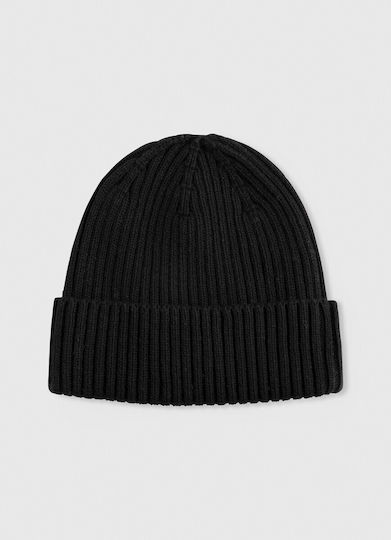HAYES Beanie Ανδρικός Σκούφος με Rib Πλέξη σε Μαύρο χρώμα