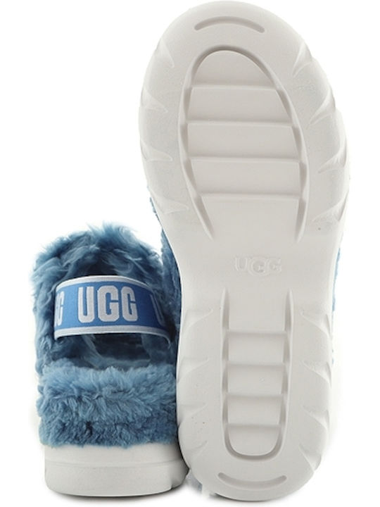 Fluff Sugar Women's Flat Sandals Flatforms in Blue Color