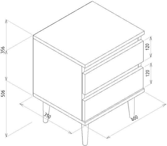 Κομοδίνο Abbot Ξύλινο Μπεζ 40x35x50.6cm
