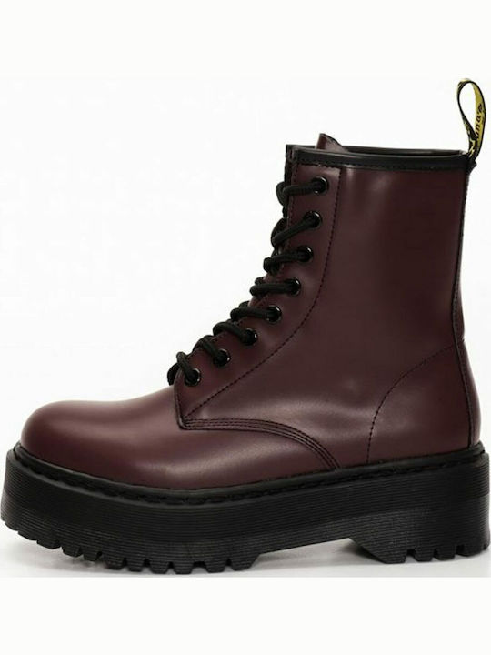 Women's Ankle Boots with Medium Heel Burgundy