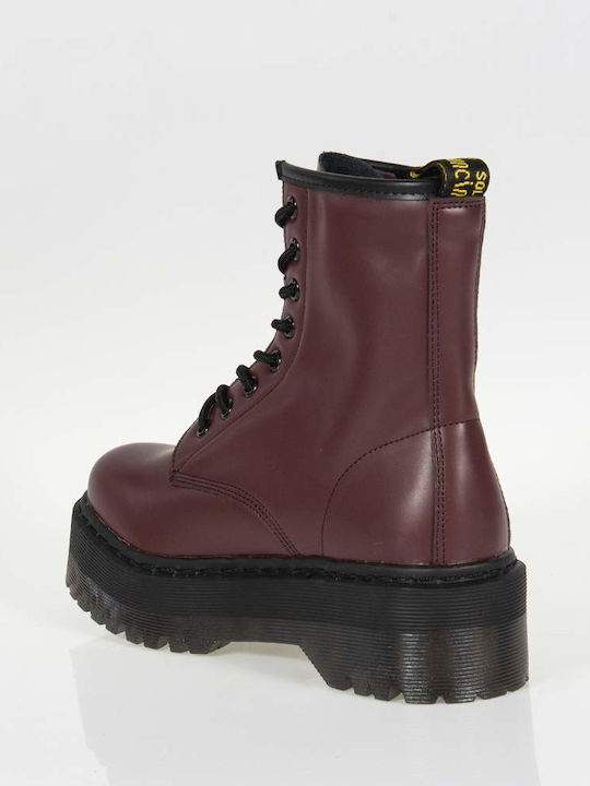 Women's Ankle Boots with Medium Heel Burgundy
