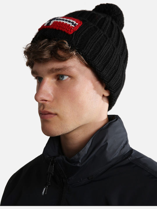 Semiury Pom Pom Beanie Unisex Beanie with Rib Knit in Black color