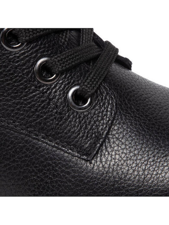 Leder Stiefeletten Damen Schwarz