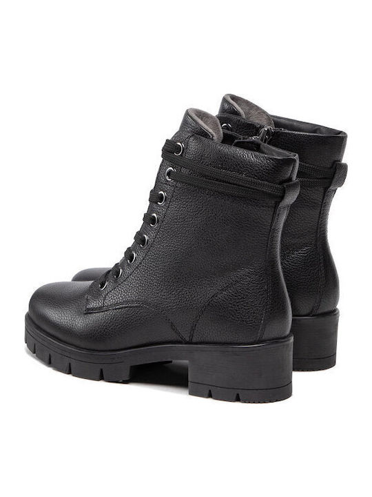 Leder Stiefeletten Damen Schwarz