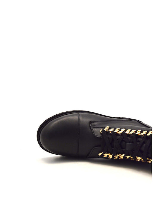 Кожени Дамски ботуши Black/Gold