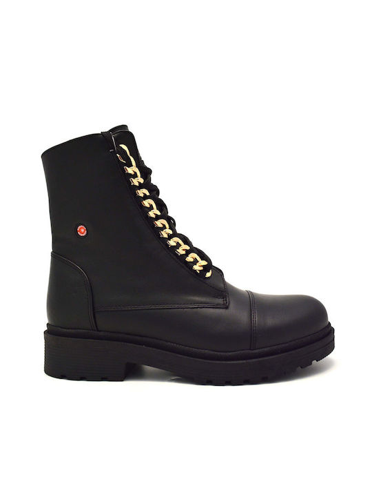 Кожени Дамски ботуши Black/Gold