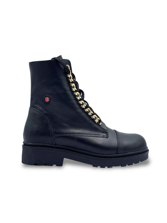 Кожени Дамски ботуши Black/Gold